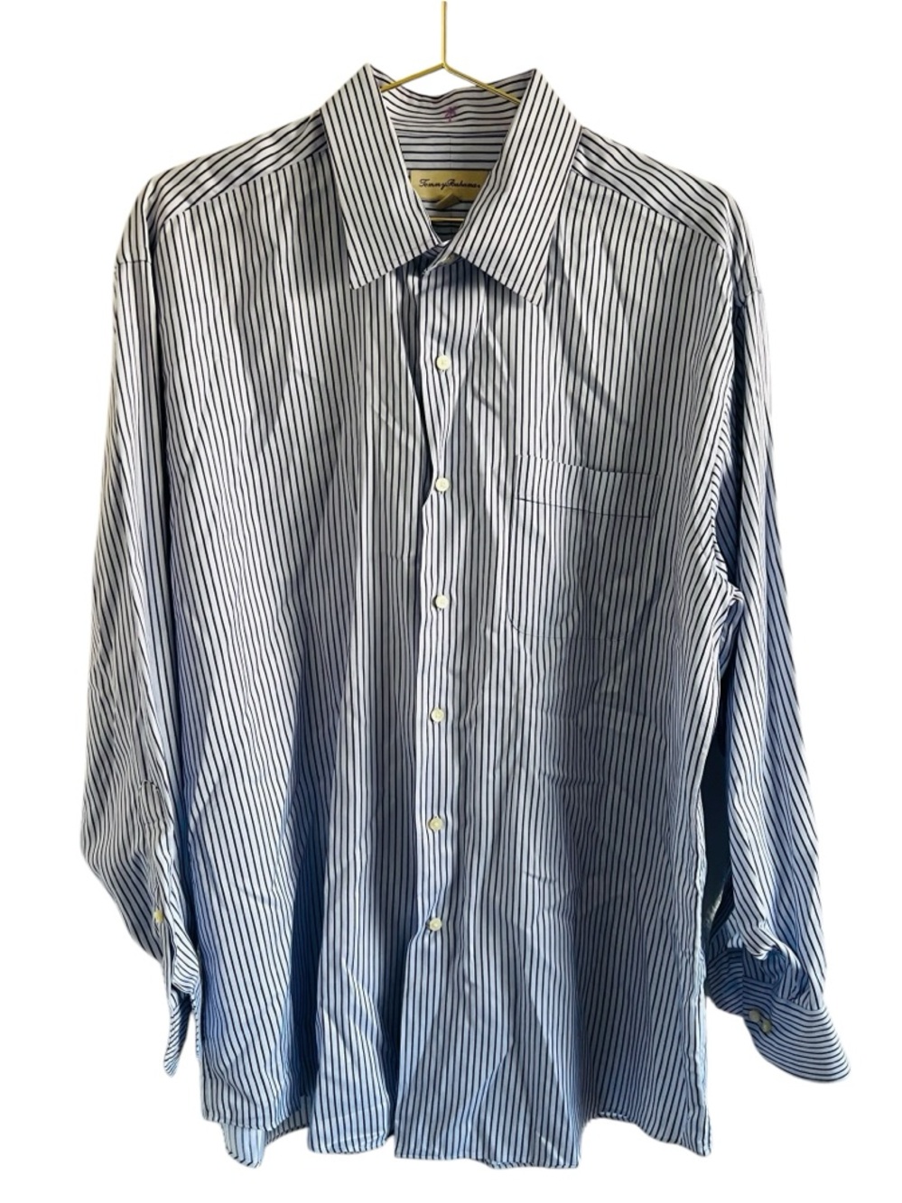 Tommy Bahama Blue and White Vertical Stripe Dress Shirt